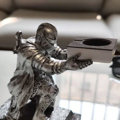 Apple Watch Charging Dock Stand – Cartoon Desktop Smartwatch Holder with Black Warrior Figurine Support