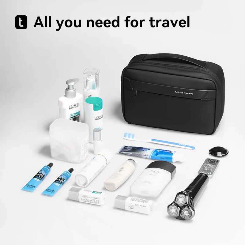Men's Travel Toiletry Bag: Business Trip Essentials, Dry-Wet Separation, Waterproof Makeup Storage, Fitness & Bath Bag - L_MR86 Wash Bag
