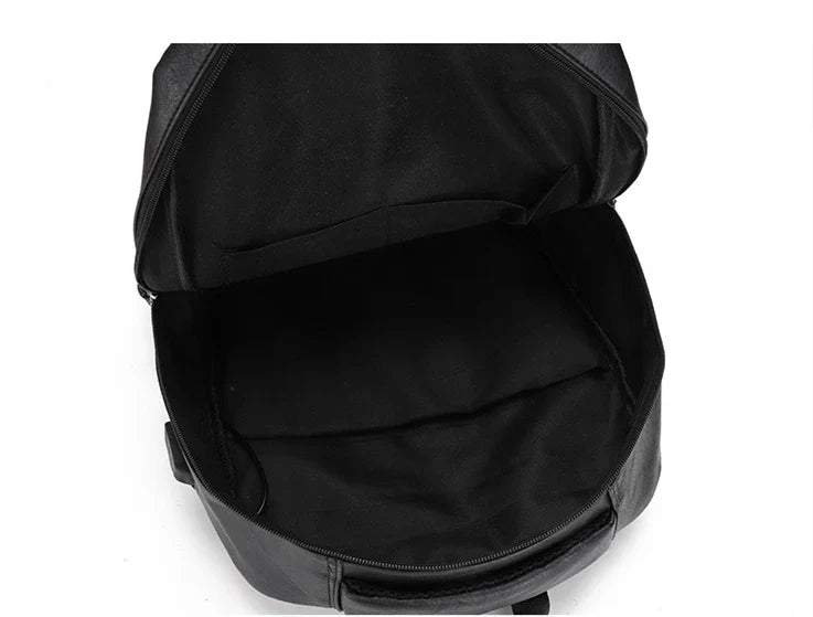 High-Quality USB Charging Backpack for Men – PU Leather Laptop Backpack for Teenagers & Boys, Large Schoolbag
