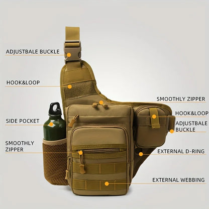 Waterproof Tactical Fishing Shoulder Bag - Outdoor Sports and Travel Crossbody Chest Backpack for Cycling, Climbing, Camping