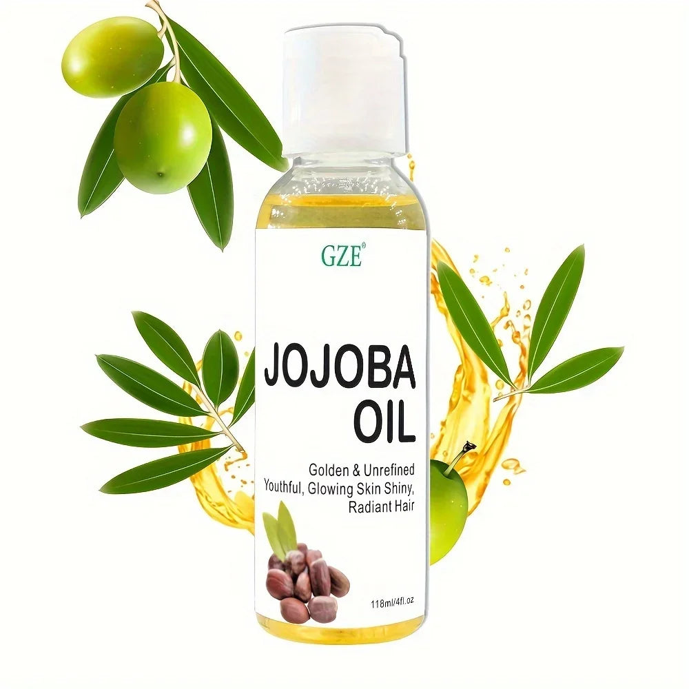 GZE Organic Jojoba Oil — Pure Moisturizing Cold-Pressed Oil for Face, Hair, Skin & Nails, Hexane-Free Carrier Oil