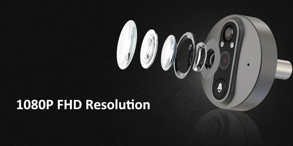 3MP Smart Life Tuya WiFi Doorbell – 1080P Eye Peephole Camera, 5000mAh Battery, PIR Motion Detector, IR, Alexa & Google Compatible