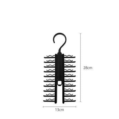 Rotatable Tie Hanger – 20-Row Skidproof Necktie & Belt Organizer Rack for Closet Storage