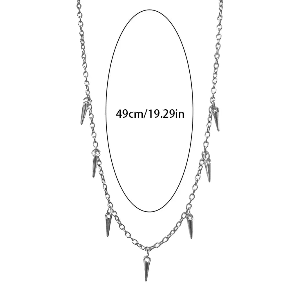 Punk Rivet Tassel Necklace - Titanium Steel Geometric Chain Jewelry for Men & Women