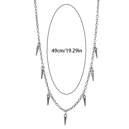 Punk Rivet Tassel Necklace - Titanium Steel Geometric Chain Jewelry for Men & Women