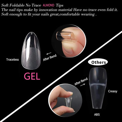 120Pcs Full Cover Press On Nail Tips: Stiletto Almond Square Coffin French False Fake Soak Off Gel Nail Extension Capsules