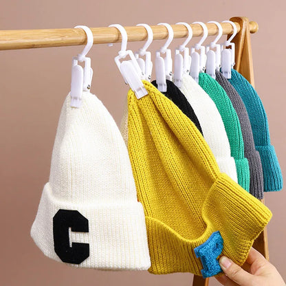 Houseeker 6-Hook Hat Holder — L-Shaped Wall Mount Rack for Baseball Caps & Belts
