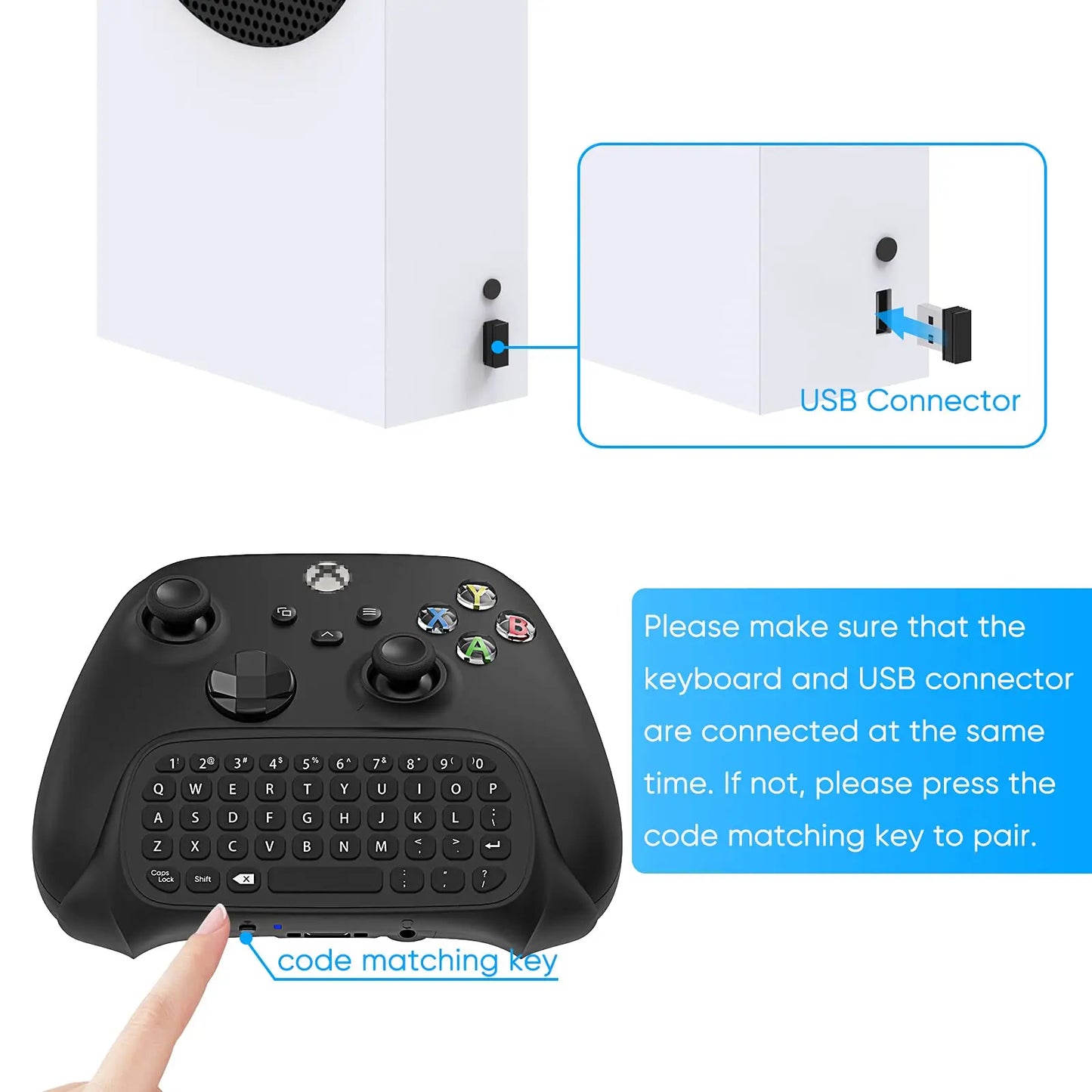 Xbox Series X/S & One Wireless Controller Keyboard — Chatpad Gaming Keypad with USB Receiver & 3.5mm Audio Jack