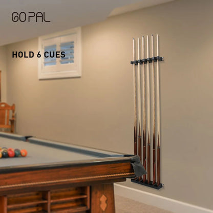 Go Pal Cue Holder Rack - Durable Hardwood Wall Mount Billiard Stick Storage Organizer for Pool Cues