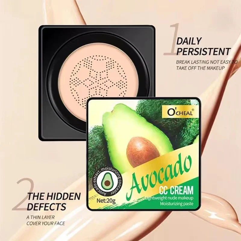 Air Cushion CC Cream with Mushroom Head Puff – Moisturizing, Brightening BB Cream & Waterproof Face Concealer