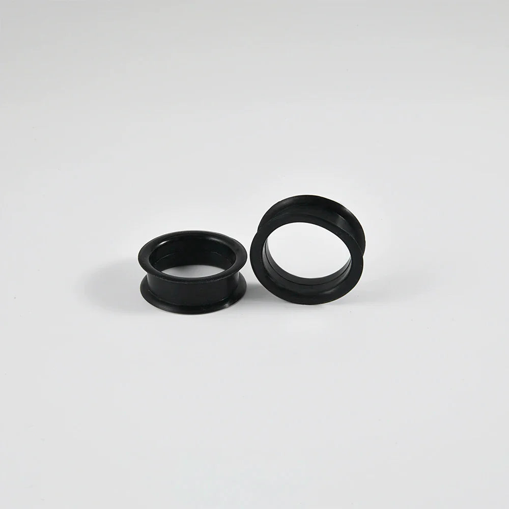 Pair of Supersize Black Silicone Double Flared Ear Tunnel Plugs — Flesh Gauge Expander Stretchers for Piercing