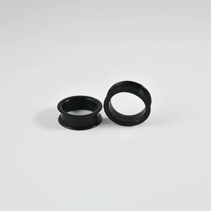 Pair of Supersize Black Silicone Double Flared Ear Tunnel Plugs — Flesh Gauge Expander Stretchers for Piercing