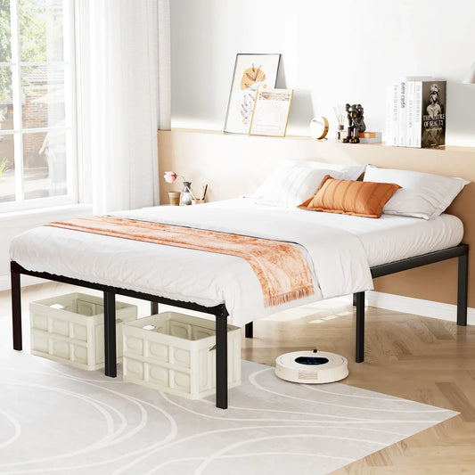 Metal Bed Frame with Storage – Twin, Full, Queen & King Size Platform with Steel Slat Support 350lbs