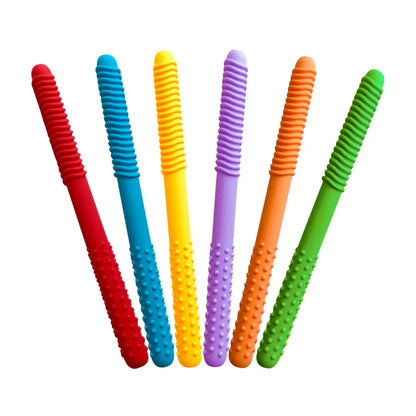 1/6pcs Baby Teething & Speech Therapy Chew Tubes – Hollow Molar Straw Oral Motor Training Teether Toys for Kids with Handle Grip