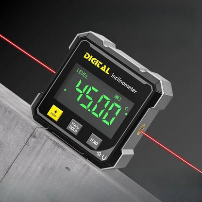 Pocket Digital Level Protractor — Professional 360° Magnetic Inclinometer with Digital Display & Laser Angle Gauge