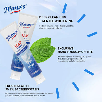 Hotluck Fluoride-Free Nano Hydroxyapatite Toothpaste – Sensitive Relief, Whitening, SLS-Free, Natural Peppermint