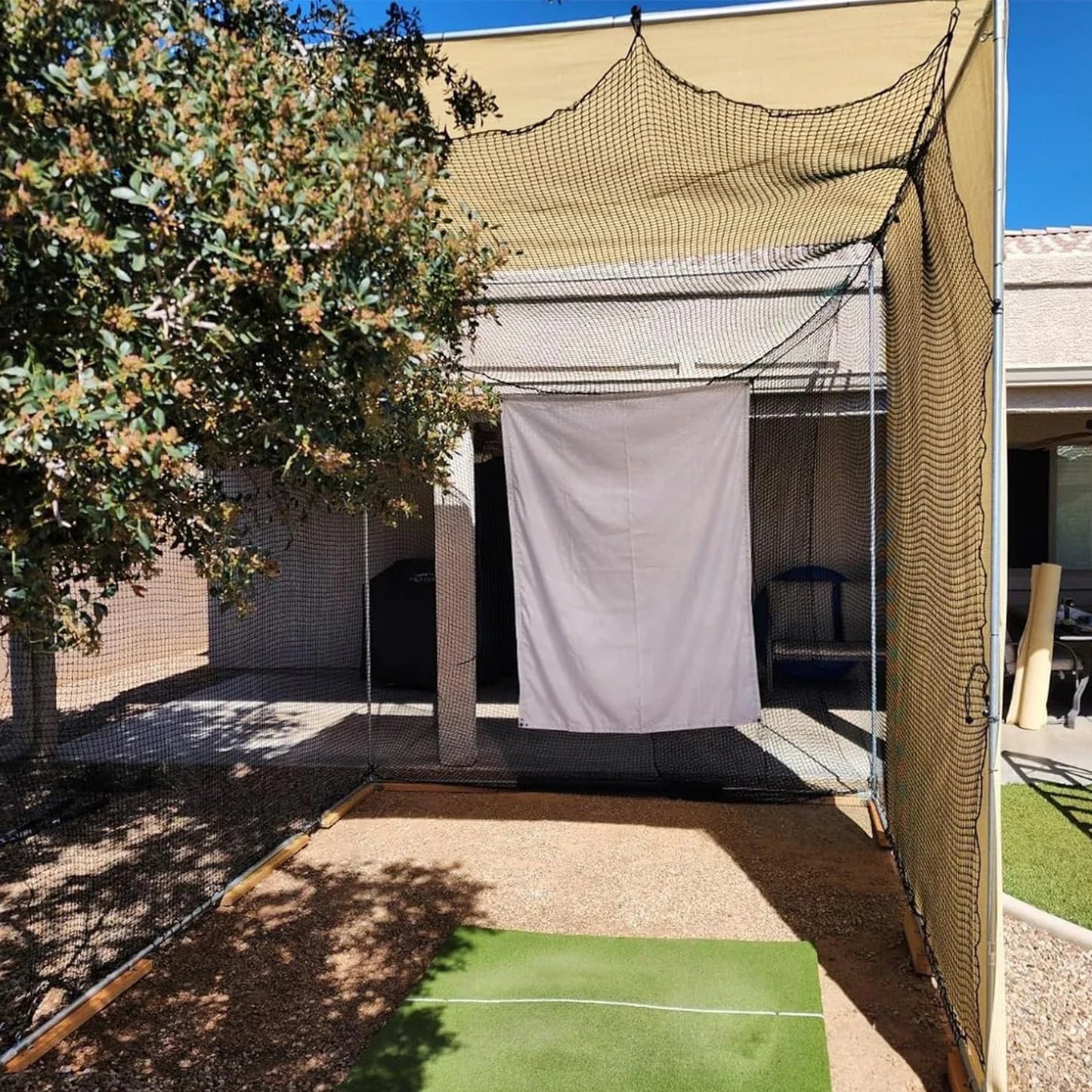 Foldable 10x10x10FT Golf Net Cage – Portable Baseball Batting Training Cage with Durable Wear-Resistant Ball Netting for Practice & Simulation Use