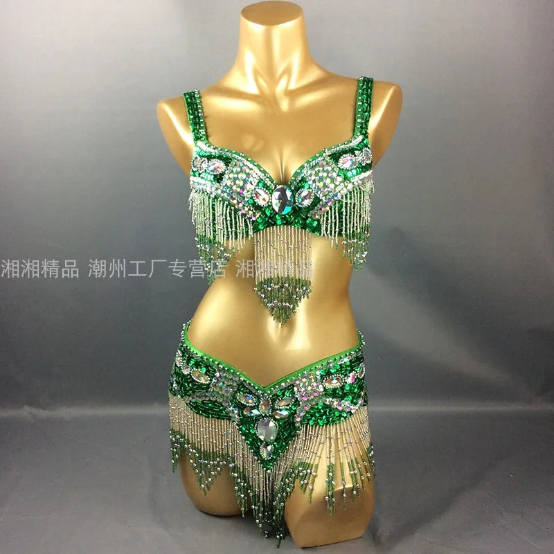 Sexy Girl Belly Dance Costume Set – Bra & Belt Set in 10 Colors for Ladies Bellydancing