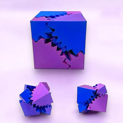3D Printed Gear Ball Fidget Toy – Spinning Stress Relief Cube for Kids & Adults