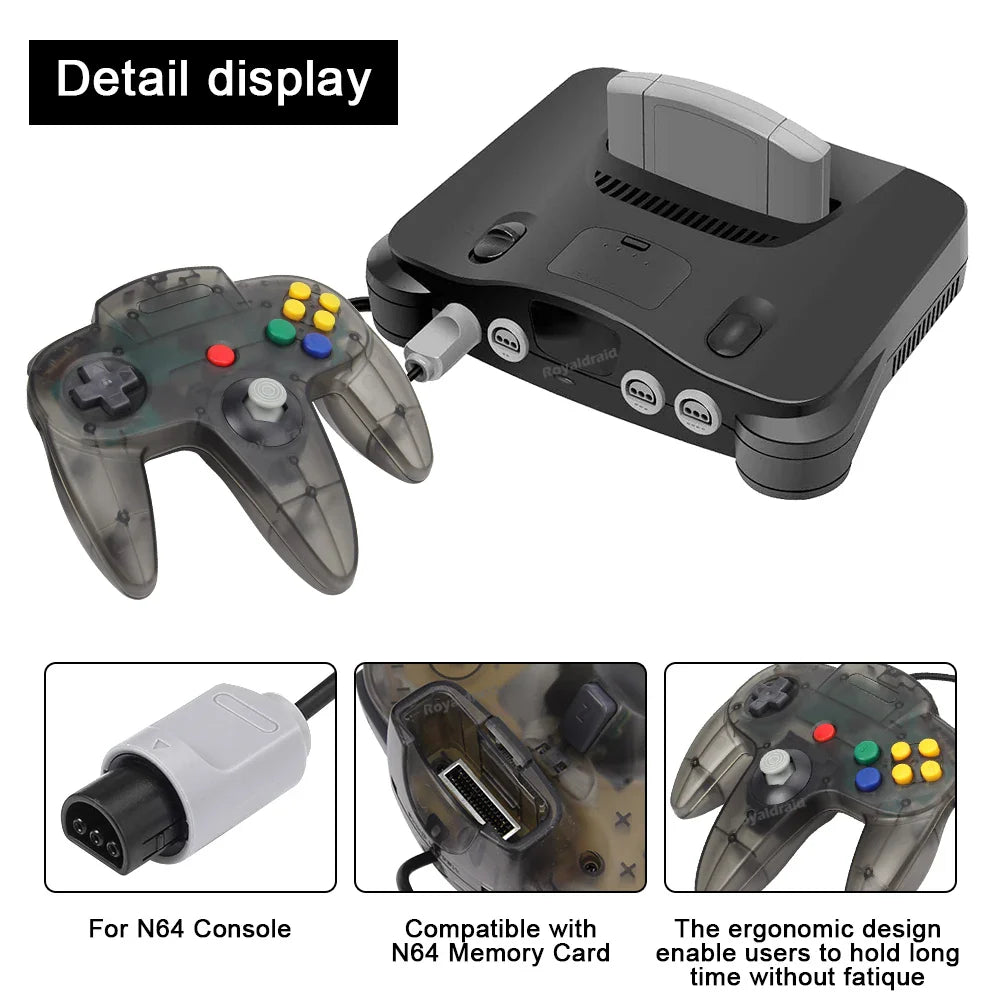 2PCS Wired Gamepad for N64 – Classic Retro Joystick Controllers for Nintendo 64 Gaming Accessories