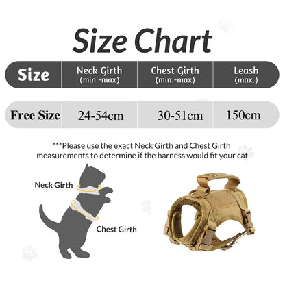 Tactical Cat & Small Dog Harness — Adjustable Puppy Vest with Leash, Handle, and 2 Patches for Training & Outdoor Use