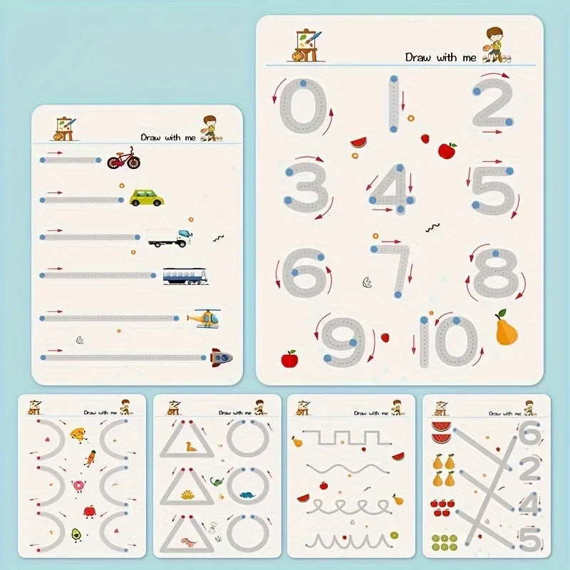 34-Page Reusable Magic Tracing Workbook - Educational Drawing & Pen Control Practice Set
