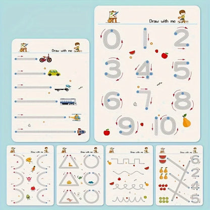 34-Page Reusable Magic Tracing Workbook - Educational Drawing & Pen Control Practice Set