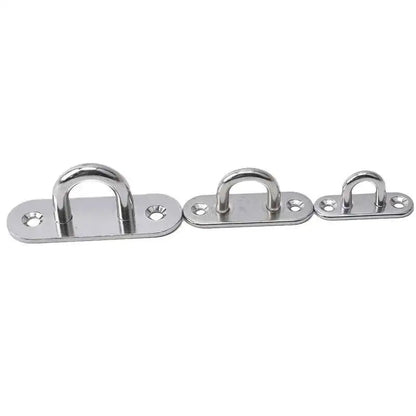 304 Marine Grade Stainless Steel Oval Eye Deck Buckle Staple Set – M5 M6 M8 Fasteners for Boat Shade Sail Mounting