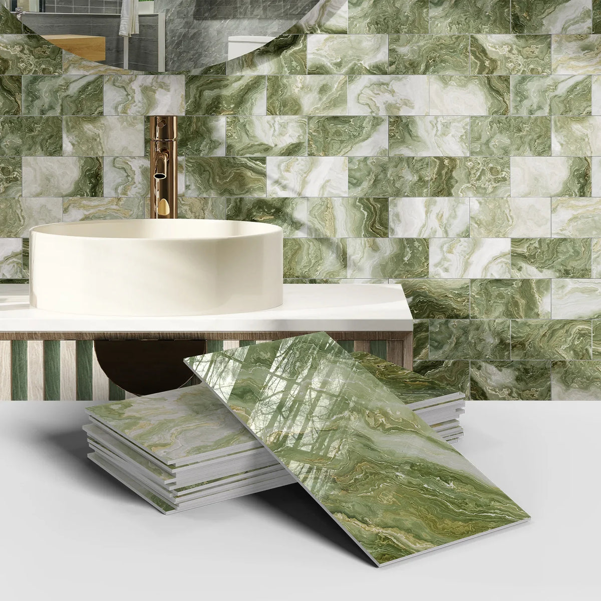 16PCS Marble Pattern Wall Stickers - Waterproof Oil-Proof PET Foam Kitchen Backsplash & Decorative Wallpaper Panels