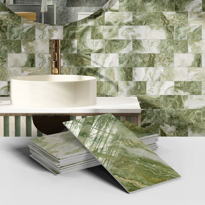 16PCS Marble Pattern Wall Stickers - Waterproof Oil-Proof PET Foam Kitchen Backsplash & Decorative Wallpaper Panels