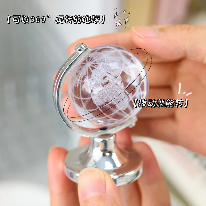 Mini Crystal Globe – Portable World Map Engraving, High Borosilicate Glass Decorative Table Art