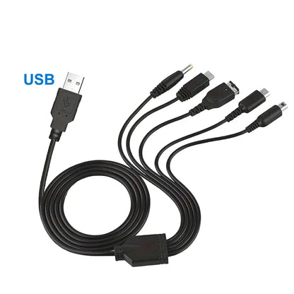 5-in-1 USB-C Multi Charging Cable — Compatible with Nintendo New 3DS XL, NDS Lite, NDSi LL, Wii U, GBA & Sony PSP 1000/2000