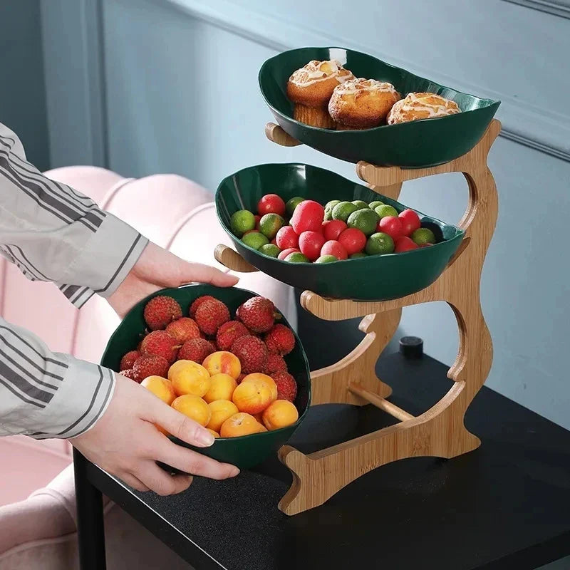 2/3 Layer Fruit Plate & Snack Dish - Modern Plastic Candy Basket, Cake Stand & Salad Bowl for Home Living Room