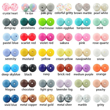 LOFCA Silicone Teething Beads - 20pcs 15mm Round Baby Chew Beads for DIY Teether Toys Infant Accessories