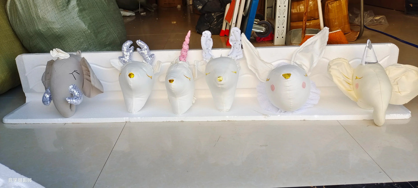 Handmade 3D Felt Animal Heads — Elephant & Swan Wall Hanging Decor for Nursery & Kids’ Bedroom