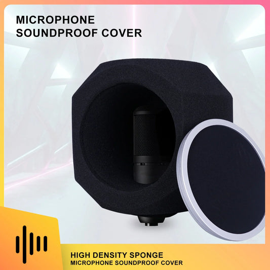 Microphone Windshield Pop Filter – Acoustic Isolation Ball with Sound-Absorbing Foam, Five-Sided Seal for Recording Studios