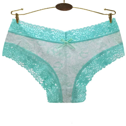 Sexy Lace Women's Cotton Panties, Bow Briefs Bikini Underwear, 5-Piece Set for Ladies & Girls