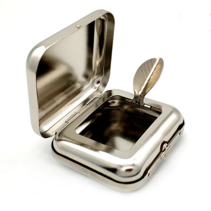 N2HAO Smallsweet Pocket Ashtray - Stainless Steel Square Metal Ash Tray with Lid, Portable and Convenient for On-the-Go Use