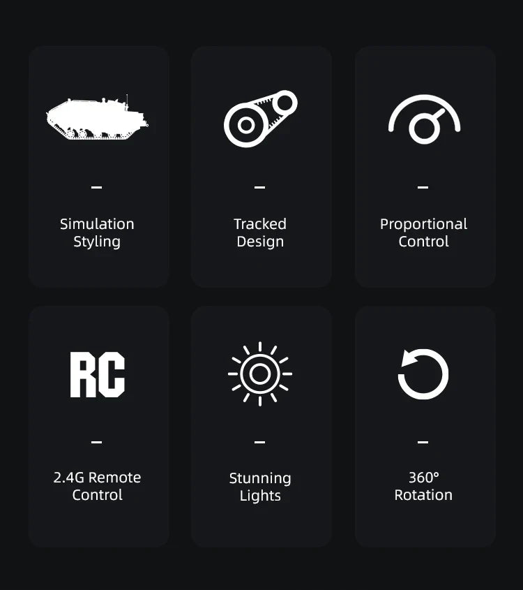 JJRC C8812 LED Tracked Tank RC Car — Full-Scale Simulation Model, Drift Remote Control Off-Road Vehicle Toy for Boys Gift