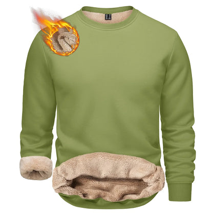 TACVASEN Men’s Winter Fleece Sweatshirt – Thicken Sherpa-Lined Crewneck Pullover, Warm Heavy Winter Top, No Hood