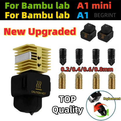 Bambu Lab A1 Mini Hotend Kit – Replaceable Nozzle 0.2, 0.4, 0.6, 0.8MM for A1/A1 Mini 3D Printer Assembly