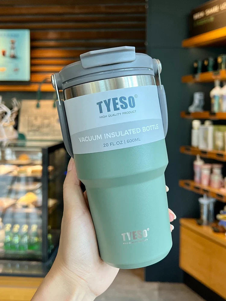 Tyeso Double-Layer Insulated Coffee Cup – Large Capacity Portable Stainless Steel Ice Cream Cup