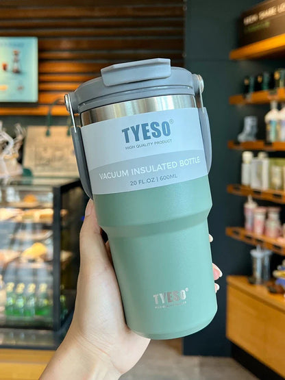 Tyeso Double-Layer Insulated Coffee Cup – Large Capacity Portable Stainless Steel Ice Cream Cup