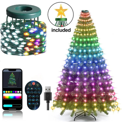 Christmas Tree Lights - 400LED RGBIC Smart Fairy String Lights with Star Topper for Indoor & Outdoor Decor