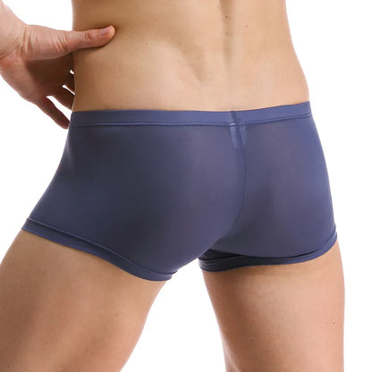 Men’s Ice Silk Seamless Boxers – Ultra-Thin Breathable Sexy Underwear Shorts for Men
