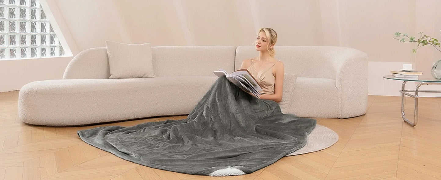 Heated Electric Blanket – Soft Throw with 6 Heating Levels, 4-Hour Auto-Off & Overheat Protection