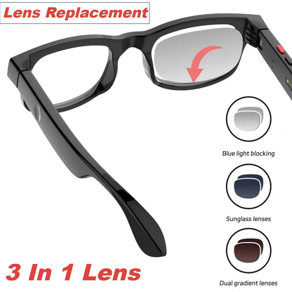 500W AI Smart Camera Sunglasses 3-in-1 Lens HD1080P ChatGPT Voice Control WiFi Bluetooth Intelligent Glasses