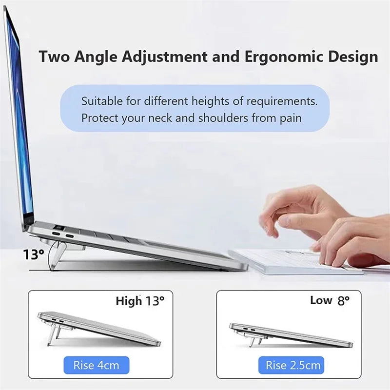 Portable Laptop Stand - Adjustable 2-Angle Foldable Bracket, Invisible Riser for MacBook and Notebooks