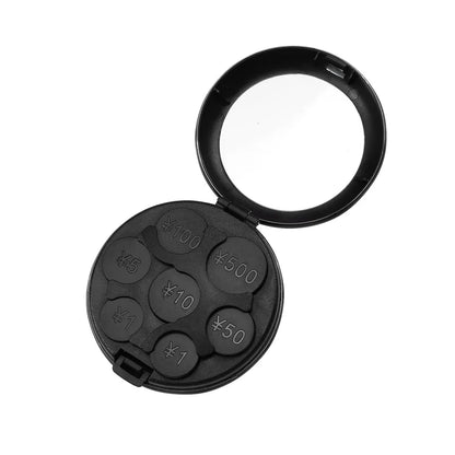 Round Japanese Coin Dispenser – Aluminum Alloy & Plastic Coin Purse Storage Wallet Holder