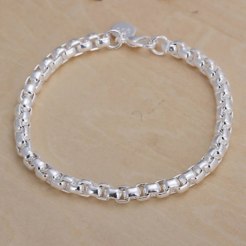 Hot Sale 925 Sterling Silver Solid Chain Bracelet — Charm Fashion Jewelry for Women & Men, Party, Wedding Gift